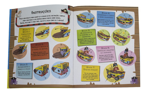 Faça você mesmo! NAVIO PIRATA Sobre Rodas, de Igloo Books. Editorial Happy Books, capa dura em português, 2022