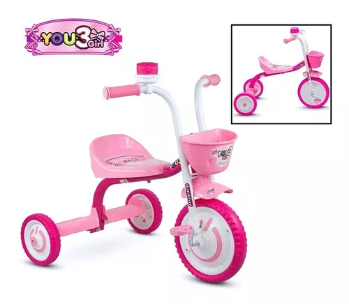 Triciclo Infantil Aro 5 You 3 Girl Nathor - Rosa