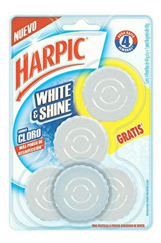 Harpic White & Shine Pastillas Acuaticas Con Cloro, 5 Piezas