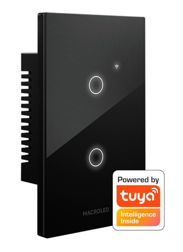 Imagen 2 de 4 de Tecla Smart Wifi Touch Inteligente 2 Canales Negro Macroled