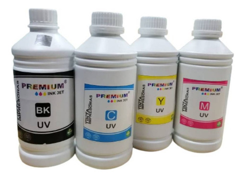 Tinta Uv Premium Pack 1 Litro Black Cian Yellow Magenta