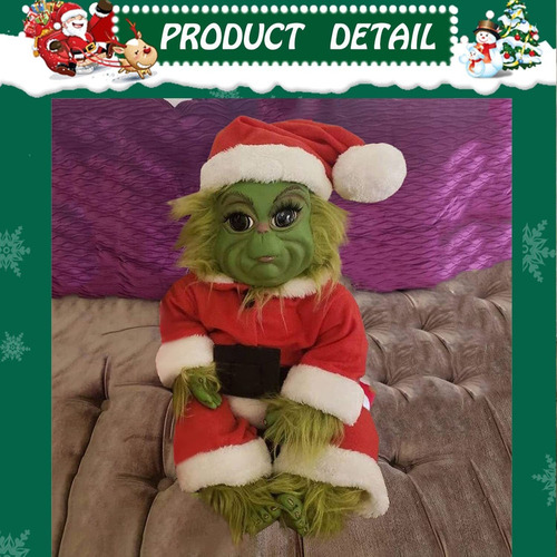 Muñeca Grinch, Lindo Peluche De Peluche Navideño