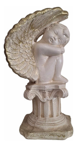 Querubín Ángel De 42 Cm Para Decoración Clásica Y Espiritual Blanco