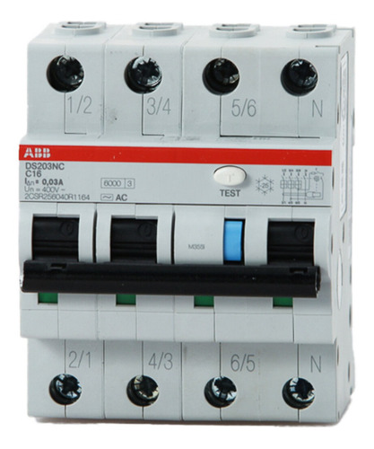 Interruptor Combinado 3p+n (10ka) 30ma Tipo Ac - Abb - 16a