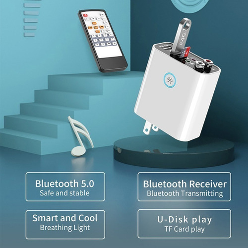 Adaptador Bluetooth 5.0 Receptor Audio Pc Tv Cargador Pared