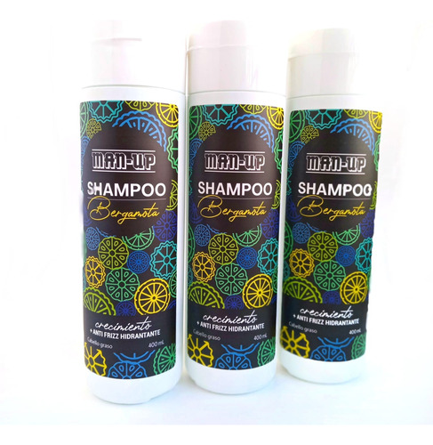 Manup Shampoo De Bergamota 400 Ml Crecimiento Capilar Pack 3