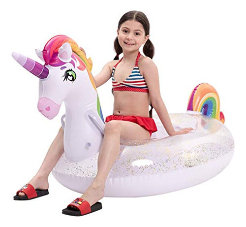 Joyin Flotador Inflable De Unicornio Para Piscina Con Brillo