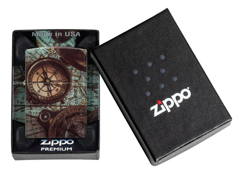 Encendedor Zippo 100% Original Diseño De Brujula 49916