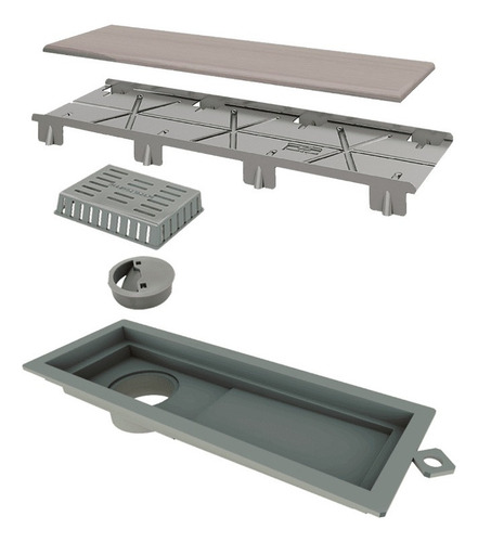 Ralo Linear 25cm Tiny Pvc 25cm Inox Oculto Com Fecha Ralo