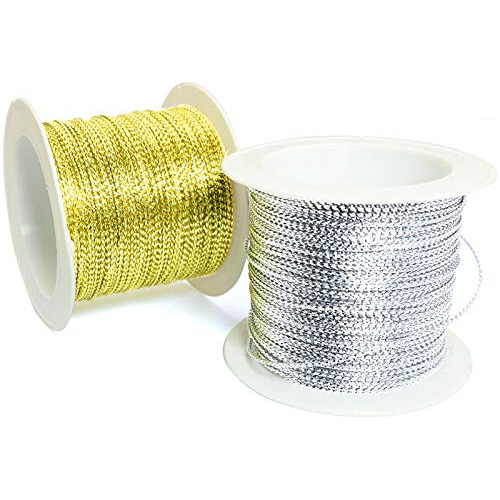 2pcs Gold And Silver Tinsel Cord Rope Wire Tag Rope Met...