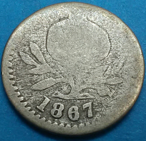 Colombia Moneda 1/4 Décimo 1867 Bogotá.  Plata