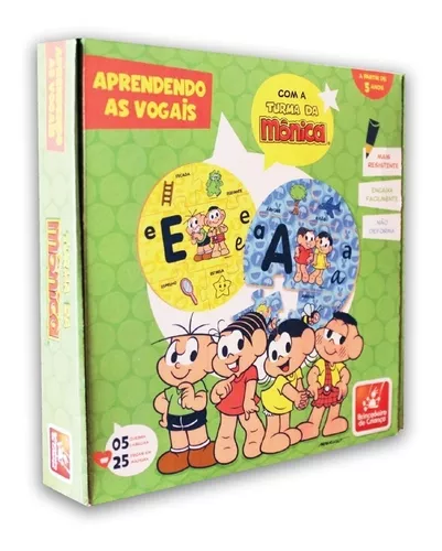 Jogo Aprendendo as Vogais com Imagens Brinquedo Educativo e Pedagógico em  Madeira MDF Vogal Alfabetização Infantil Bri