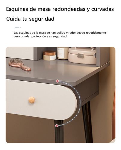 Tocador Madera 100*40*120cm Con Espejo Led Y 4 Cajones RK100CK Color Blanco