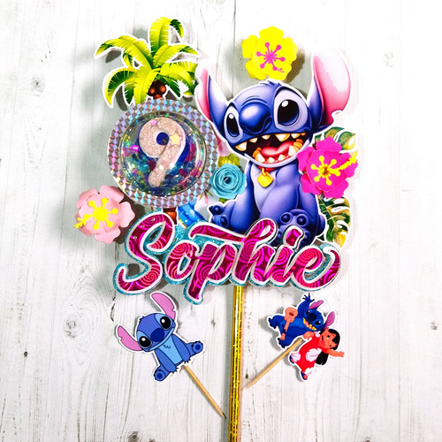 Topper Para Tortas Cumpleaños Lilo Stitch Personalizados