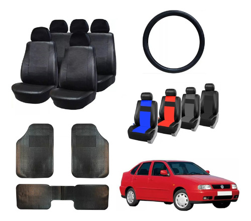 Fundas Cubre Asiento Vw Polo Viejo + Alfombra 3p + C/volante