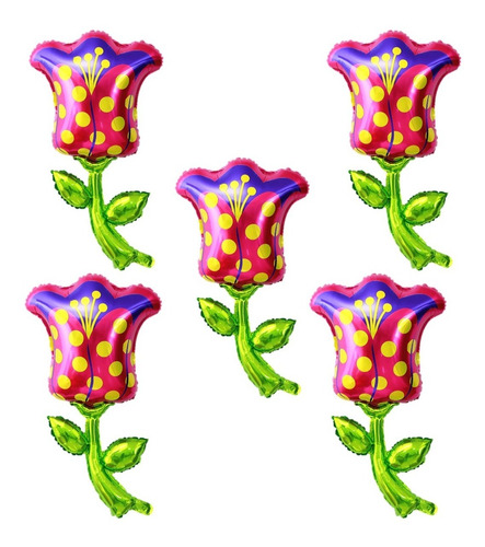 Globo Flor Tulipan Amor Regalo Flores 5 Pzas Novia Planta