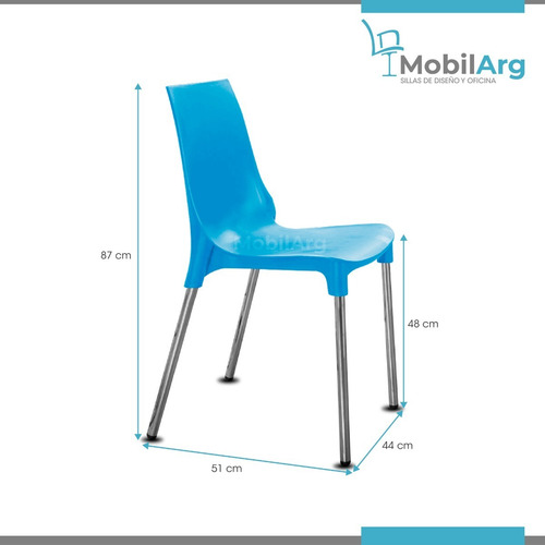 Silla Lola De Diseño Apilable Plastica Patas Cromadas Comedor Cocina Quincho Jardin Sum Super Resistentes Con Garantia