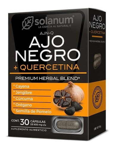 Solanum Ajo Negro + Quercetina 30 Caps 600mg C/u Sfn Sabor Sin sabor