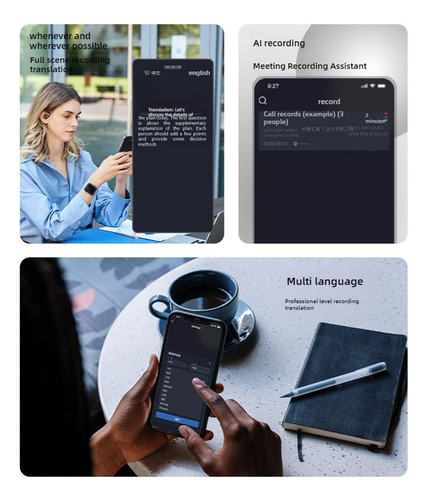 Fones De Ouvido Bluetooth Sem Fio Ai Language Translator Ear