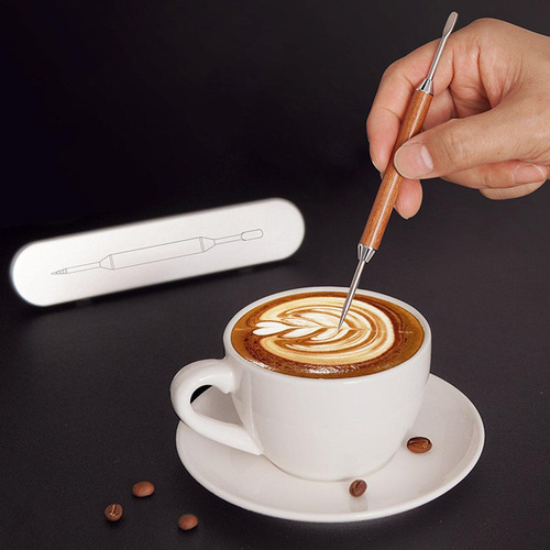 Pluma Para Tallar Café Latte Art Pen Con Caja De Hierro