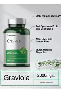 Graviola Anti Cáncer 2000 Mg Made In Eeuu