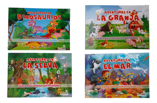 4 Libros De Aventuras Para Colorear Con Actividades Obsequio