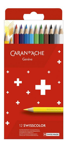 12 Lápis de Cor Swisscolor Cardboard Permanente Caran d'Ache