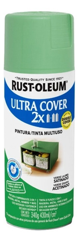 Pintura En Aerosol Rust Oleum Satinado Ultra Cover 2x 443 Ml Color Verde Laurel