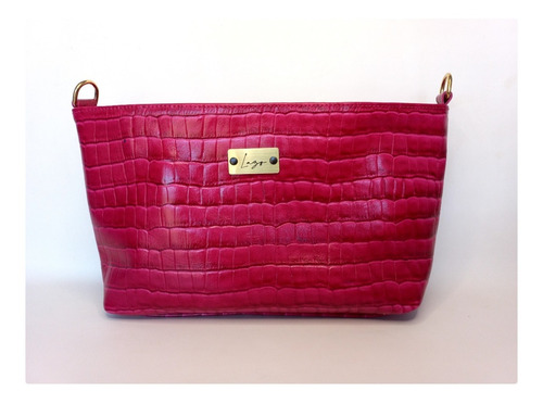 Imagen 2 de 2 de Cartera De Cuero Croco Mediana -modelo Lucia S/cadena-