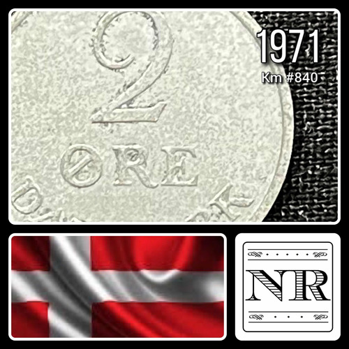 Dinamarca - 2 Ore - Año 1971 - Km #840 - Monograma Coronado