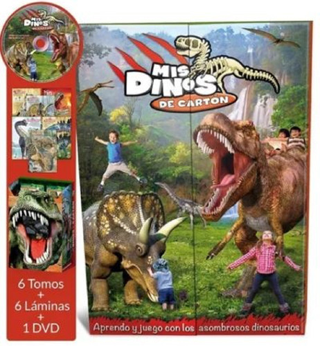 Colección Mis Dinosaurios De Cartón - 6 Libros Laminas Dvd