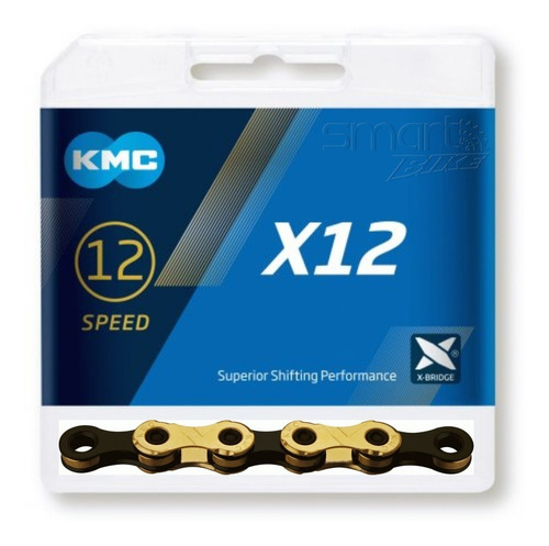 Corrente Kmc X12 Gold Black P/ Sram Eagle 126l 12v 265g