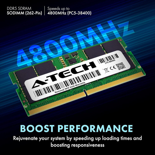 Memoria Ram A-tech, 32 Gb, Sodimm, Ddr5, 3800 Mhz, Cl40