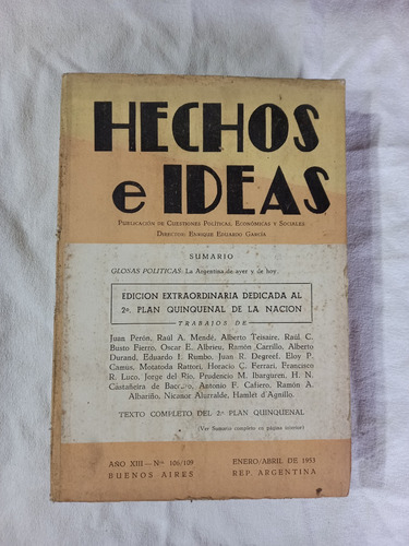 Hechos E Ideas 1953 Segundo Plan Quinquenal Perón Mendé