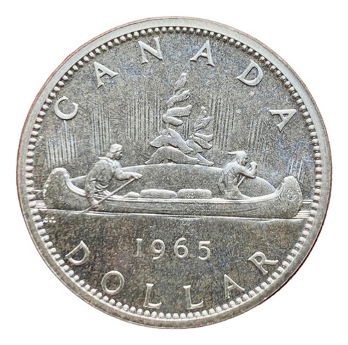 Moneda 1 Dólar Canadá 1965 Km 64.1 Plata 0.800 Sin Circular