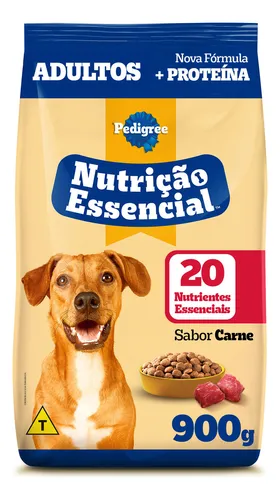 Ração Cão Adulto 12+ Carne Pedigree Nutrição Essencial 900g