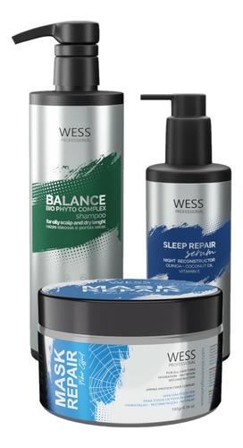 Kit Wess Balance Sh 500ml + Mask 180g + Sleep 250ml