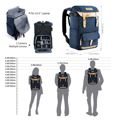 Para Mochila De Cámara Multifuncional K&f Concept