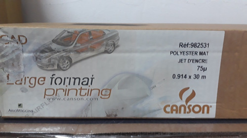 Papel Polyester Mate 0.914 X 30 Mts, 75 Micras Marca Canson