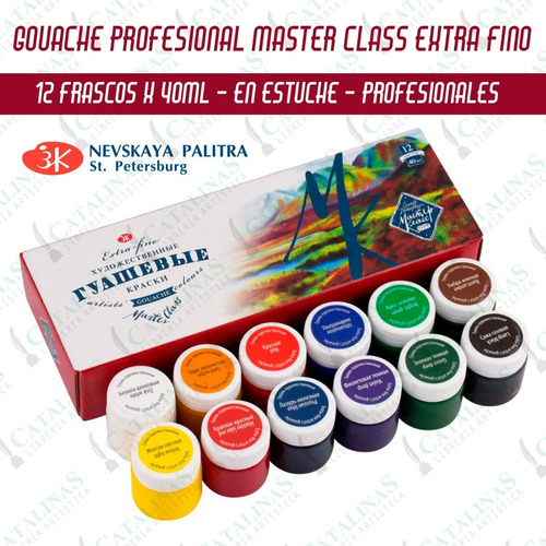 Gouache Profesional En Estuche X12potes De 40ml Master Class