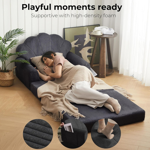 Likimio Sofá Cama Plegable Perezoso Negro Rayado
