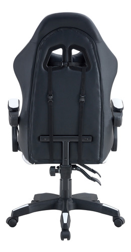 Silla Gamer Con Respaldo Alto Negra Y Blanca Cuero Sintético