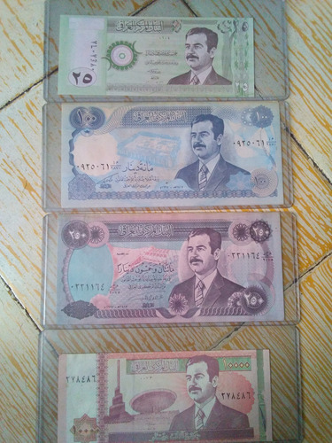 Billetes Irak Sadam Hussein Paquete 4 