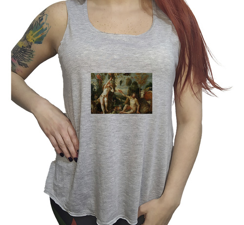 Musculosa Dama Adan Y Eva Biblia Pintura Ilustracion M3