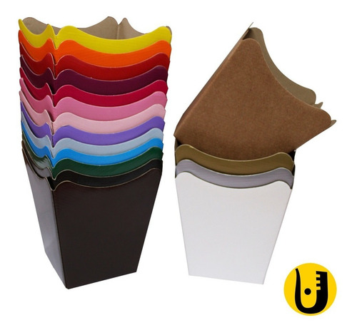 Imagem 1 de 2 de Kit 100 Cachepô Papel Médio + 100 Cachepô Papel Grande