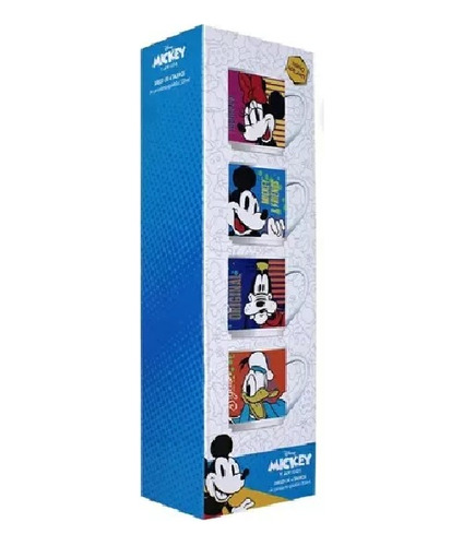 Juego De 4 Tazas Apilables Mickey & Friends Porcelana 330ml