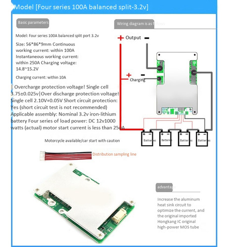 Placa Protectora De Cargador De Batería De Litio Bms 4s 12v