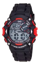Comprar Reloj Q&q Digital\u002F Deportivo\u002F Hombre (m146j003y) 10bar \u002F Luz Color de la correa Negro Color del bisel negro con aplicativos rojo Color del fondo Gris