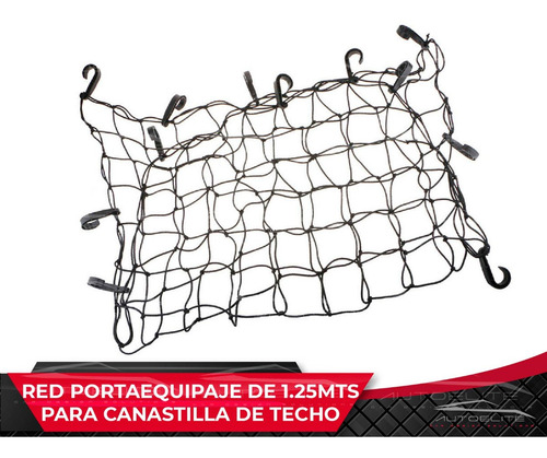 Imagen 2 de 9 de Red Malla Sujeta Equipaje Para Canastilla De Techo 1.25 Mts
