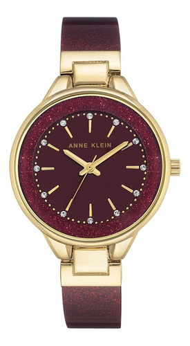 Reloj Anne Klein Policarbonato Brazalete Rojo Color del bisel Dorado